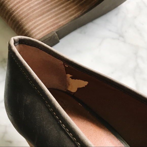 Lucky Brand Gray Brown Laila Leather Wedge Heels - Picture 6 of 8